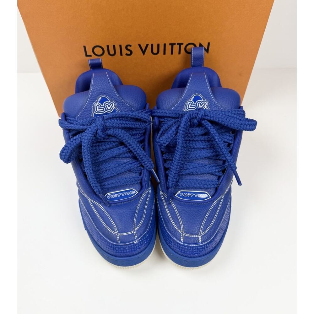 Size 9.5LV/10.5US - Louis Vuitton Skate Leather Blue Sneakers - Picture 3 of 9